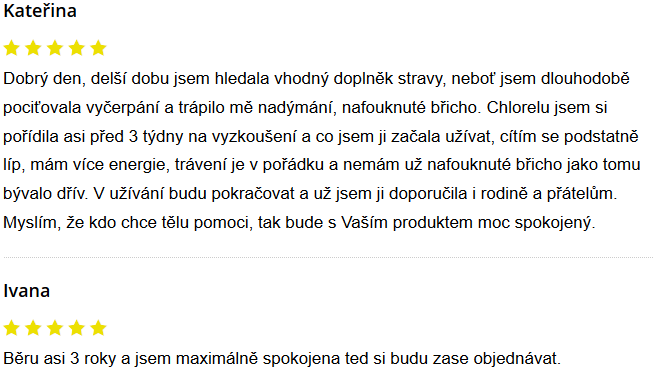 Chlorella advance zkušenosti
