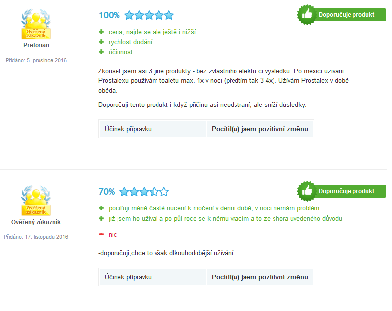 prostalex zkušenosti uživatelů s Heureka.cz