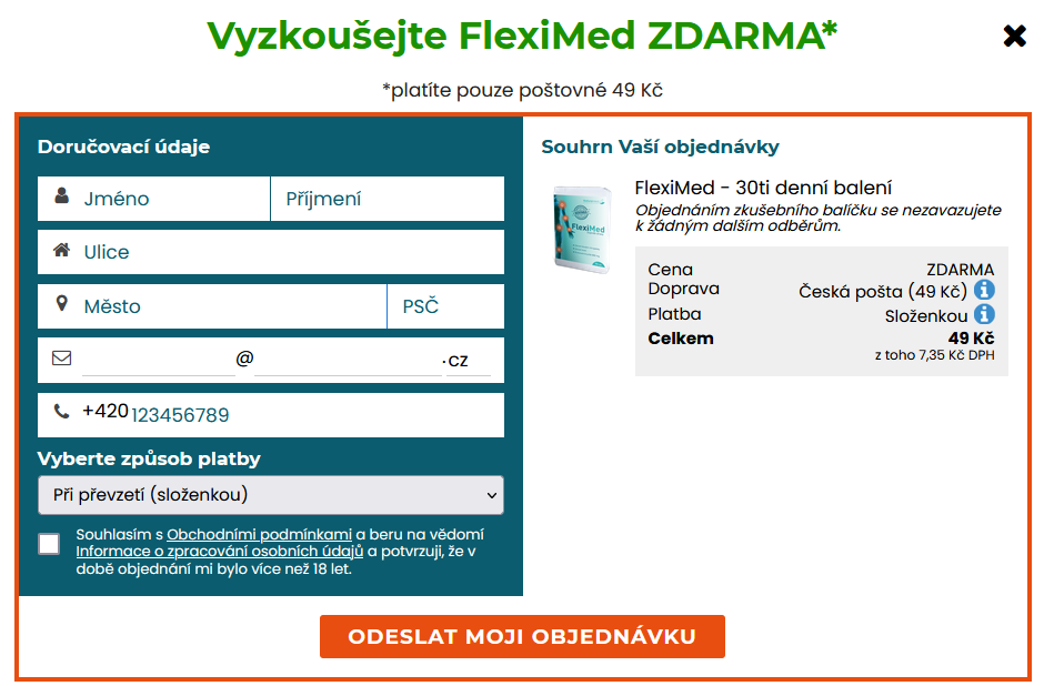 Objednávkový formulář Fleximed