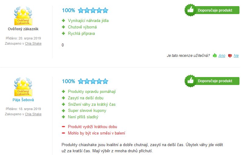 Zkušenosti s Chia shake dietou