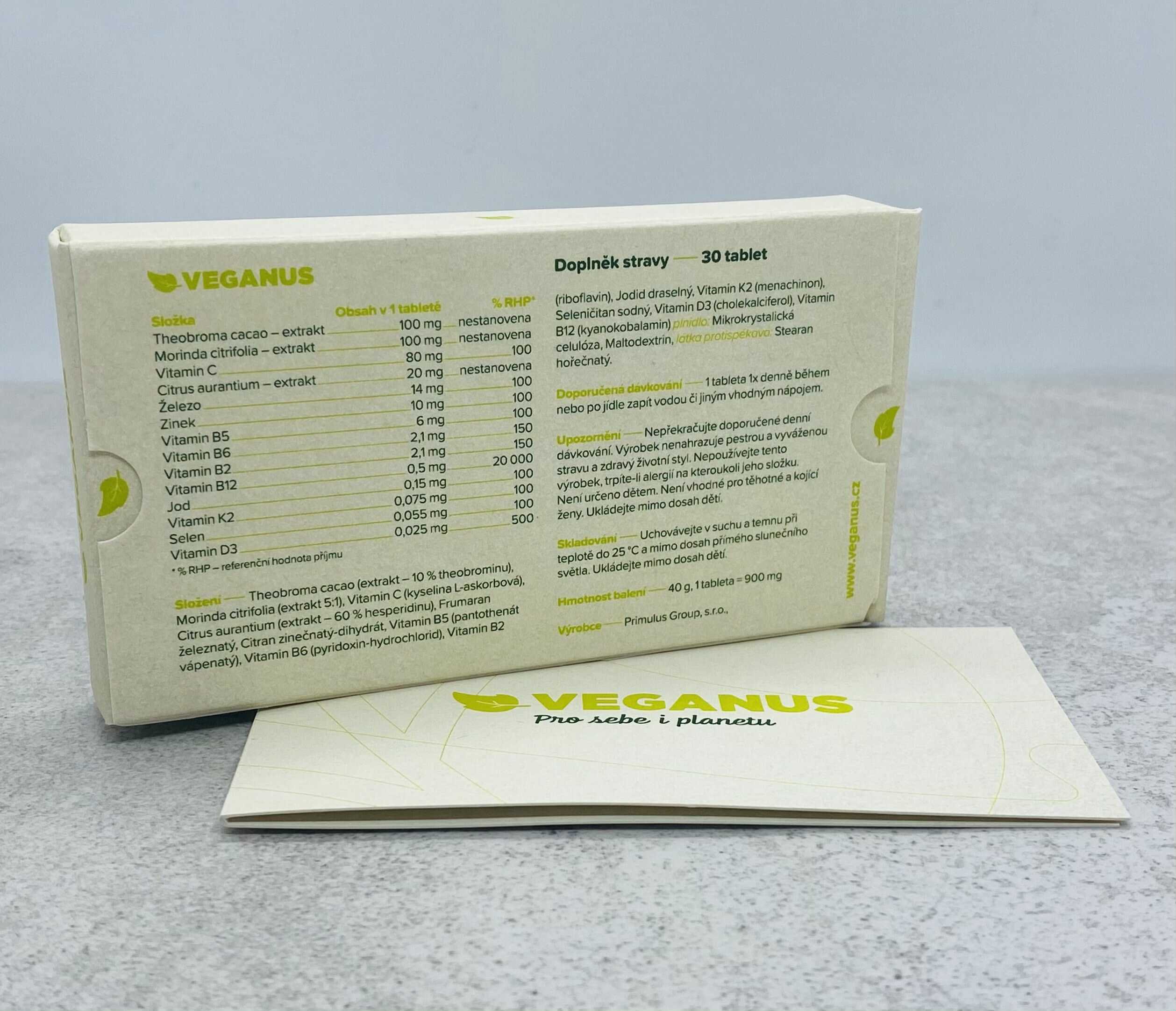 Veganus složení veganských vitamínů
