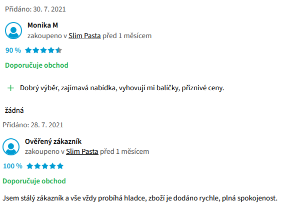 Slimpasta zkušenosti uživatelů