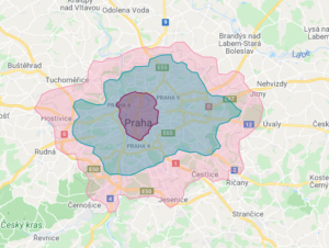 mapa, kam rozváží MYCHEF Kitchen