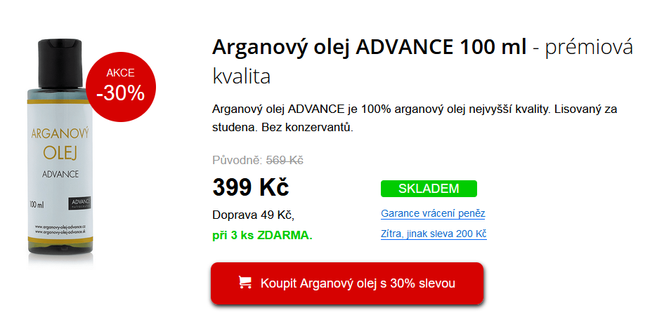 Arganový olej ADVANCE recenze
