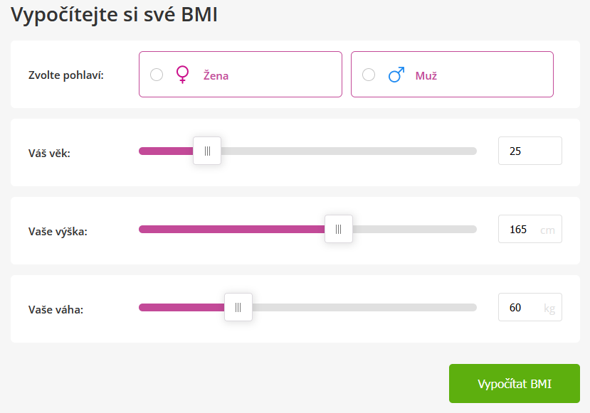 Výpočet BMI ketomix